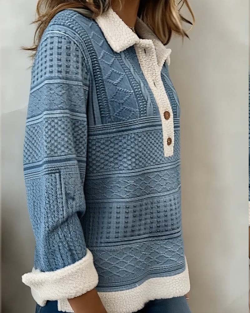 SUDADERA CON CUELLO PATCHWORK MODA CASUAL